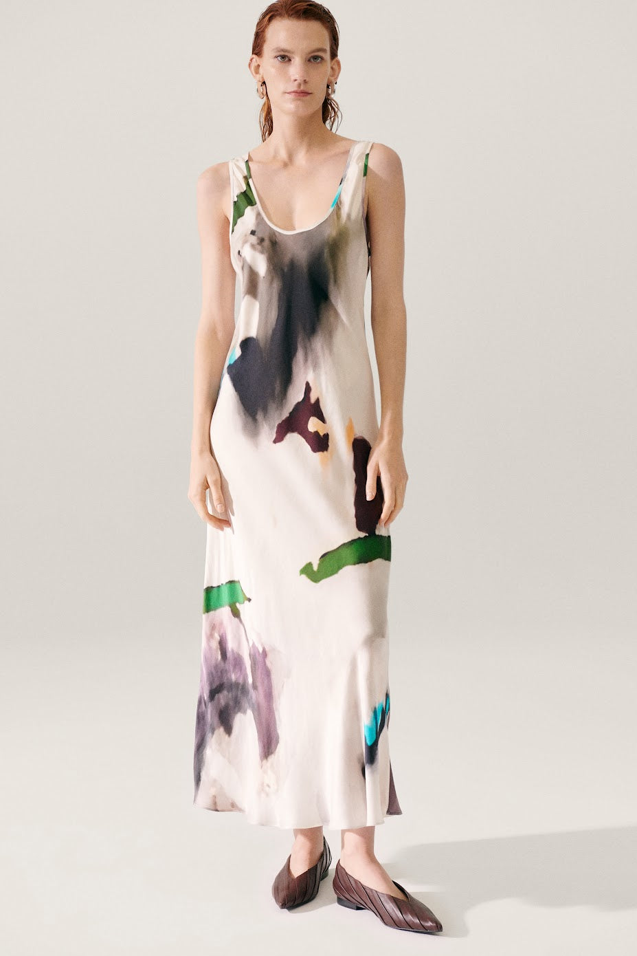 Silk Laundry Scoop Neck Dress Phosphate