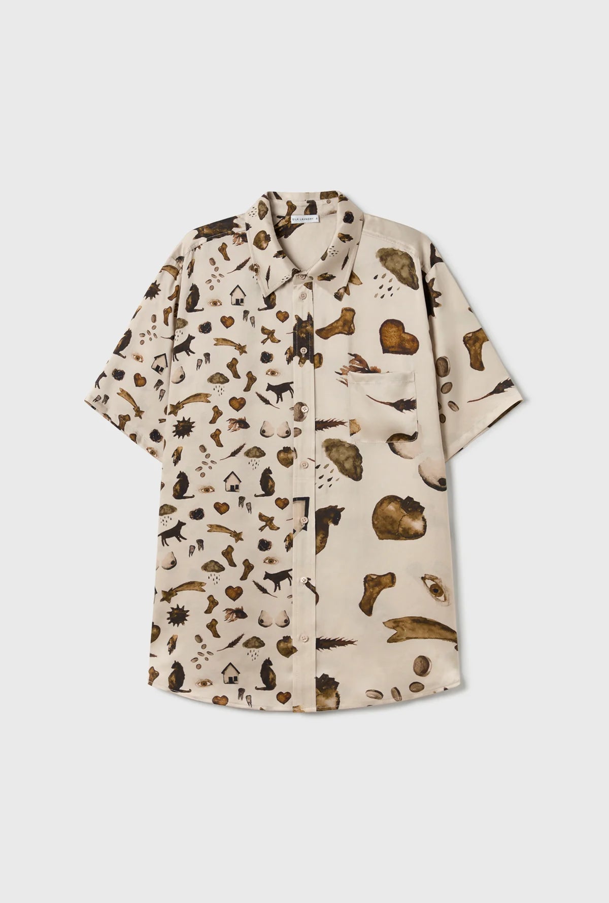 Silk Laundry Short Sleeve Boyfriend Shirt 2.0 Miracles Hazelnut