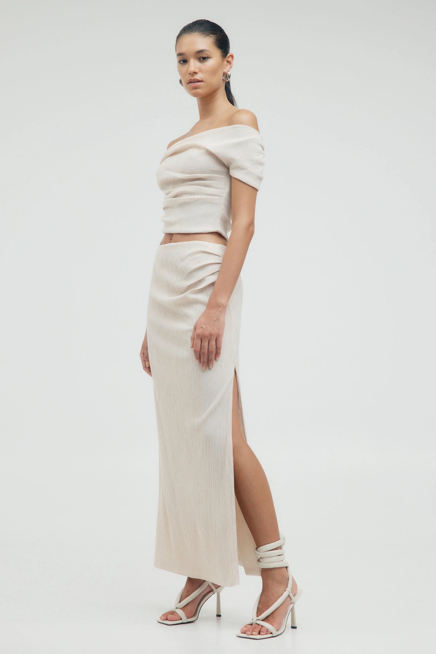 Third Form Electric Tucked Maxi Skirt Bone