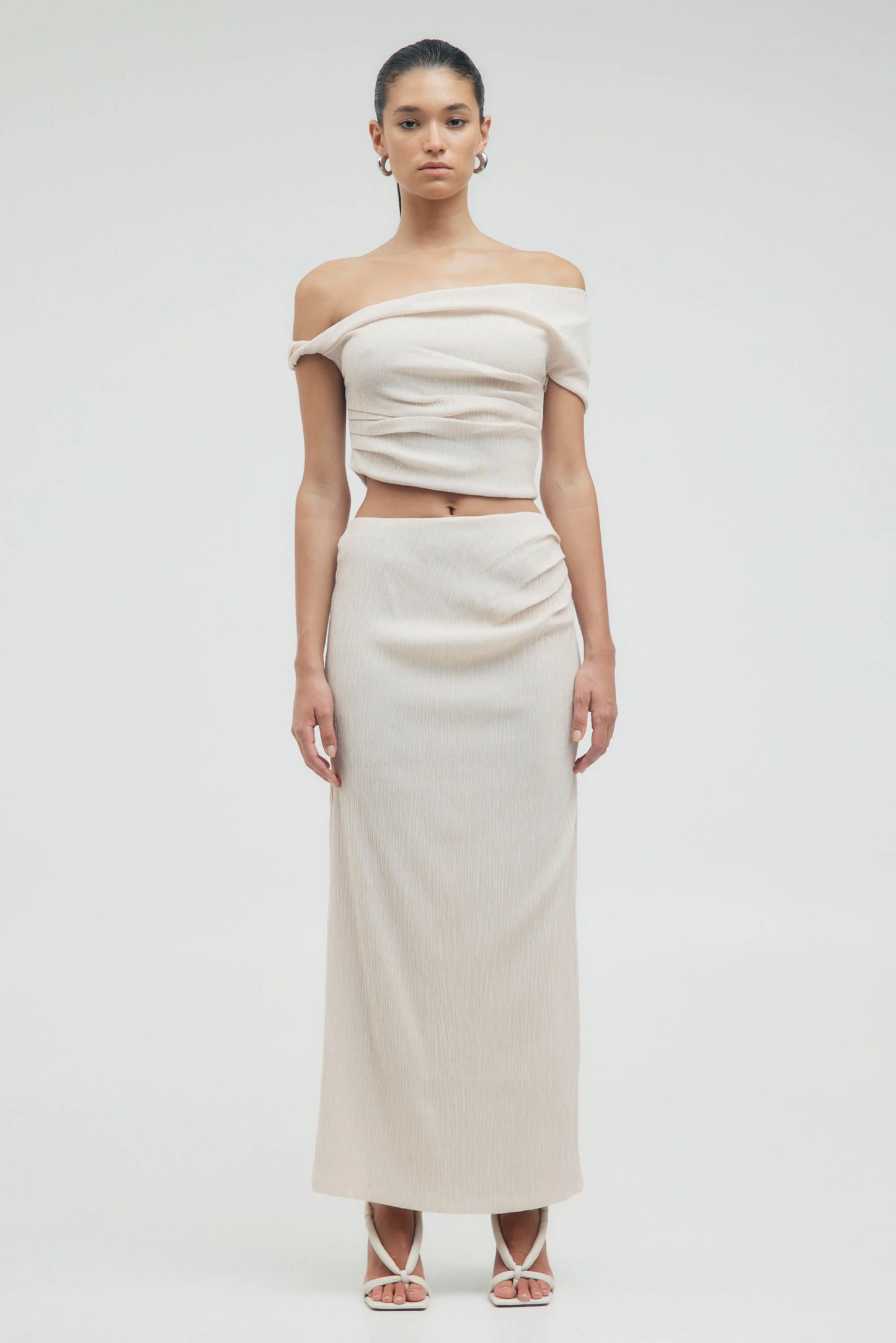 Third Form Electric Tucked Maxi Skirt Bone