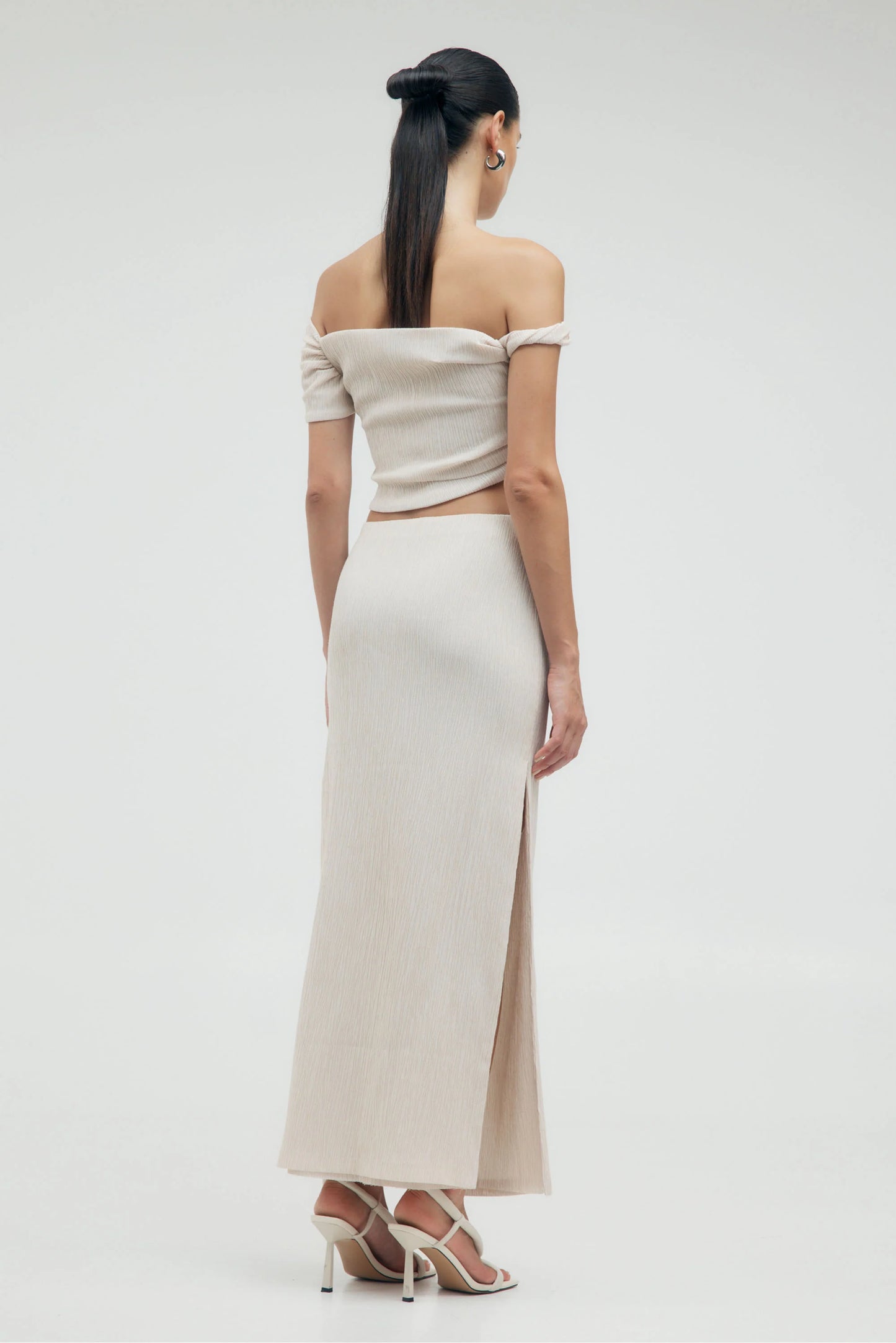 Third Form Electric Tucked Maxi Skirt Bone