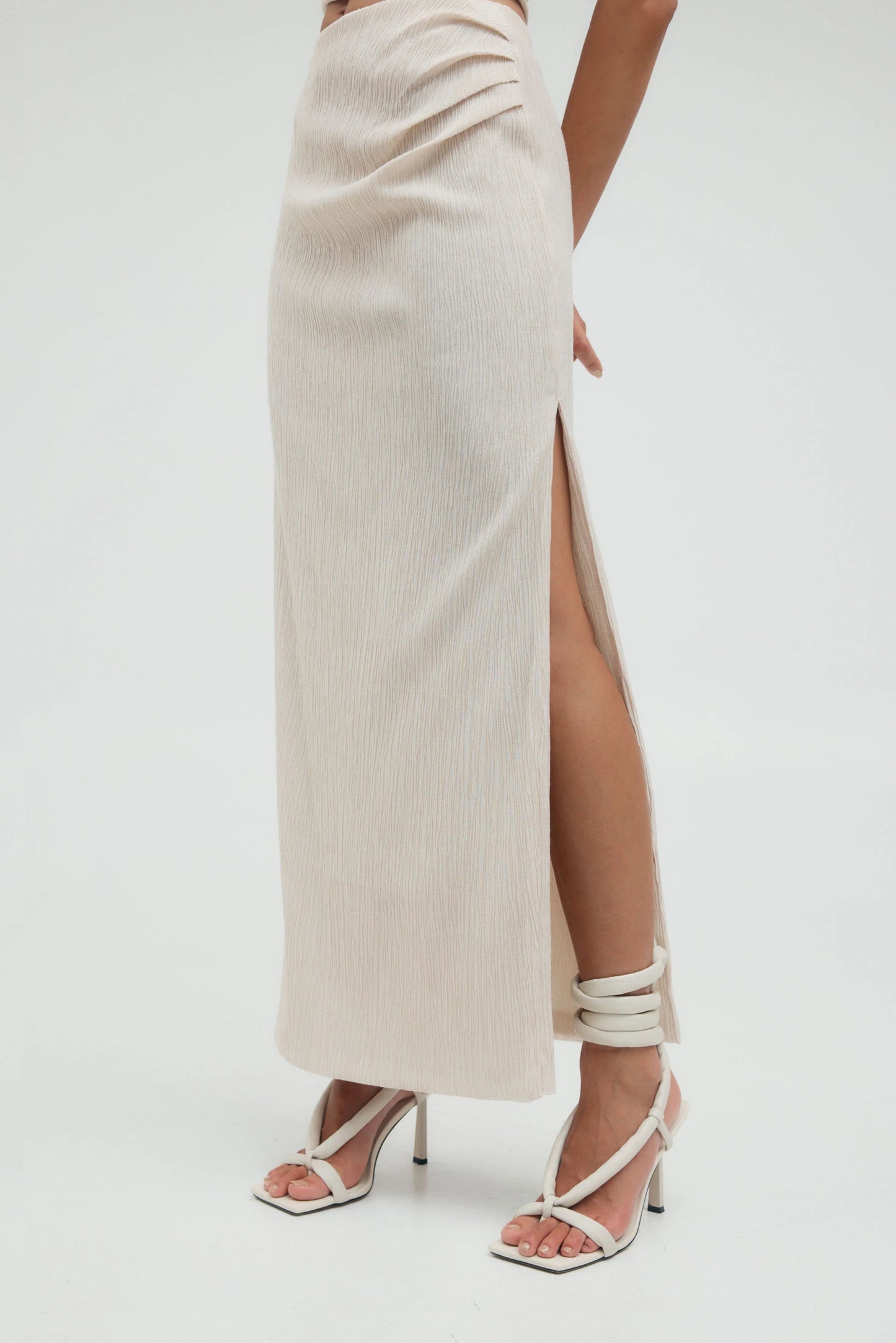 Third Form Electric Tucked Maxi Skirt Bone