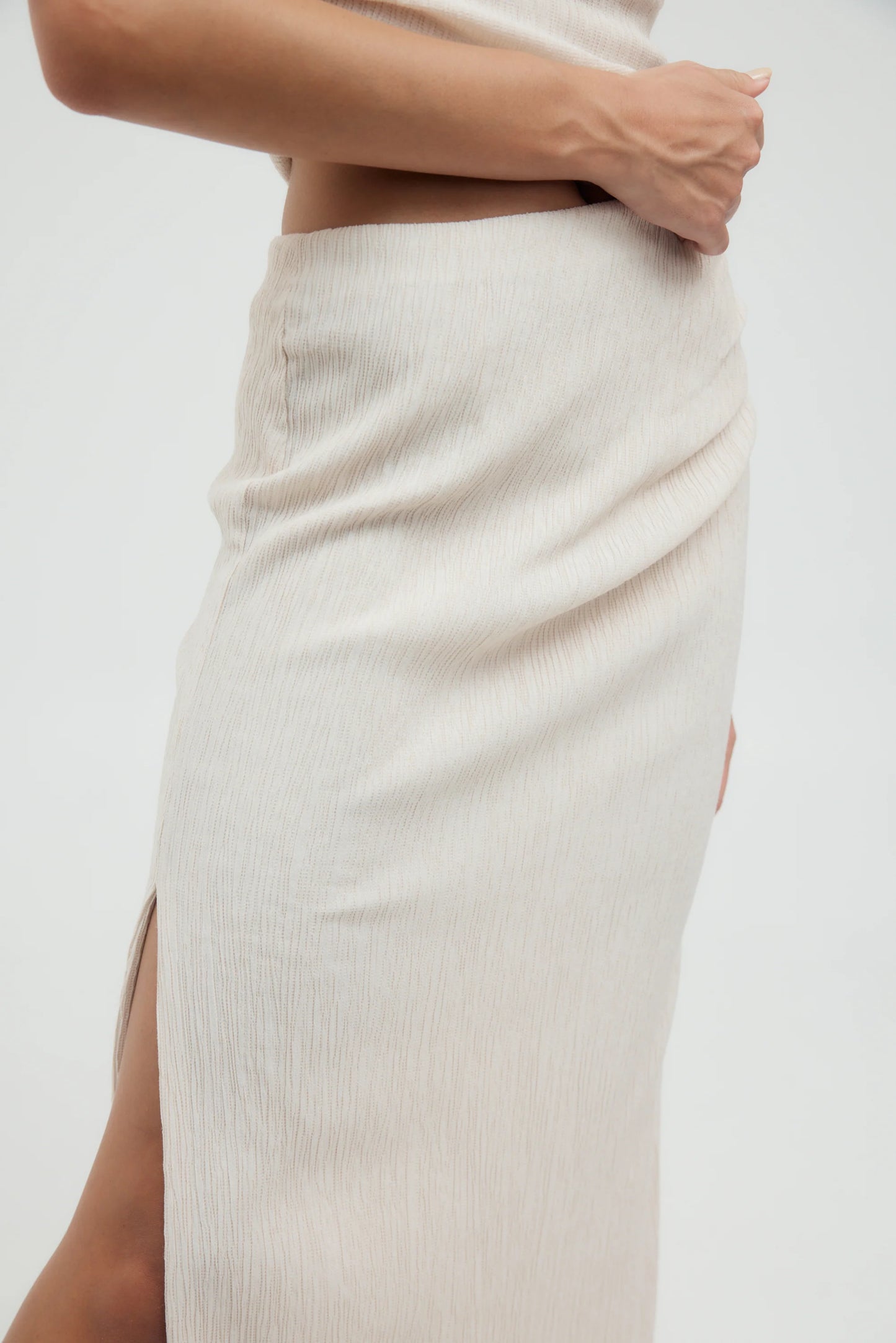 Third Form Electric Tucked Maxi Skirt Bone