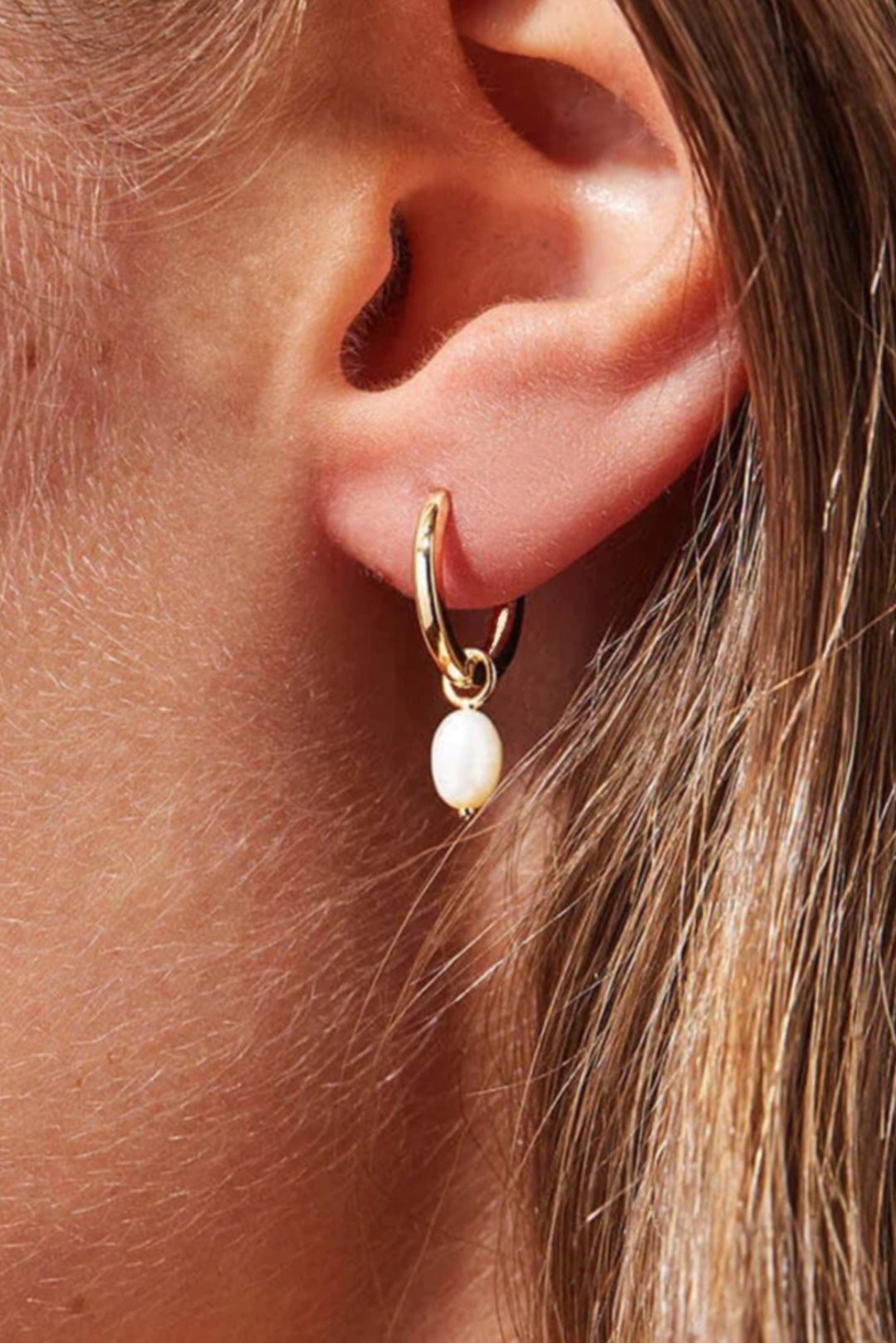 SKIN Droplet Hoops 18k Gold Vermeil + Freshwater Pearls