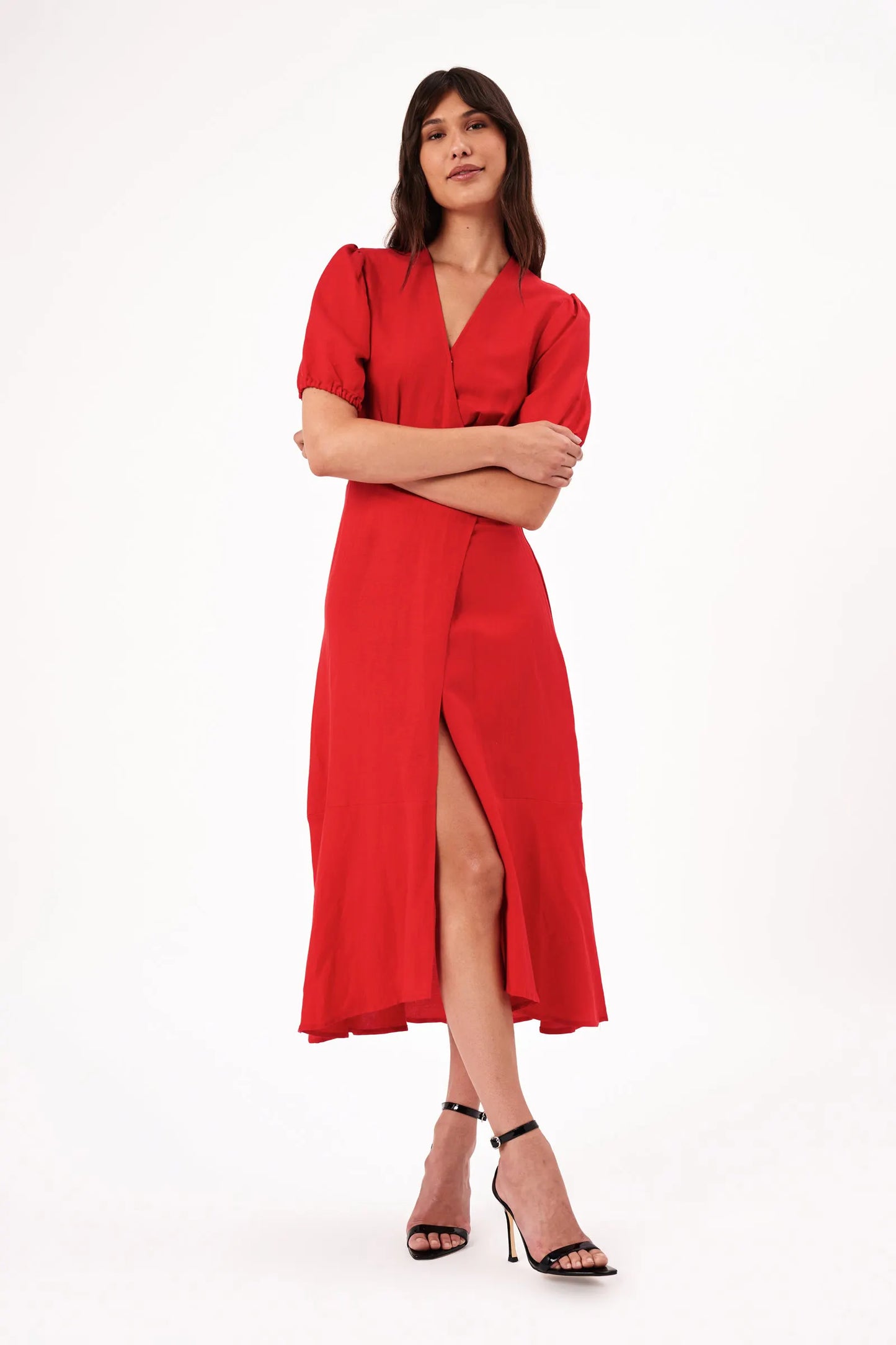 Rollas Verona Linen Dress Coral