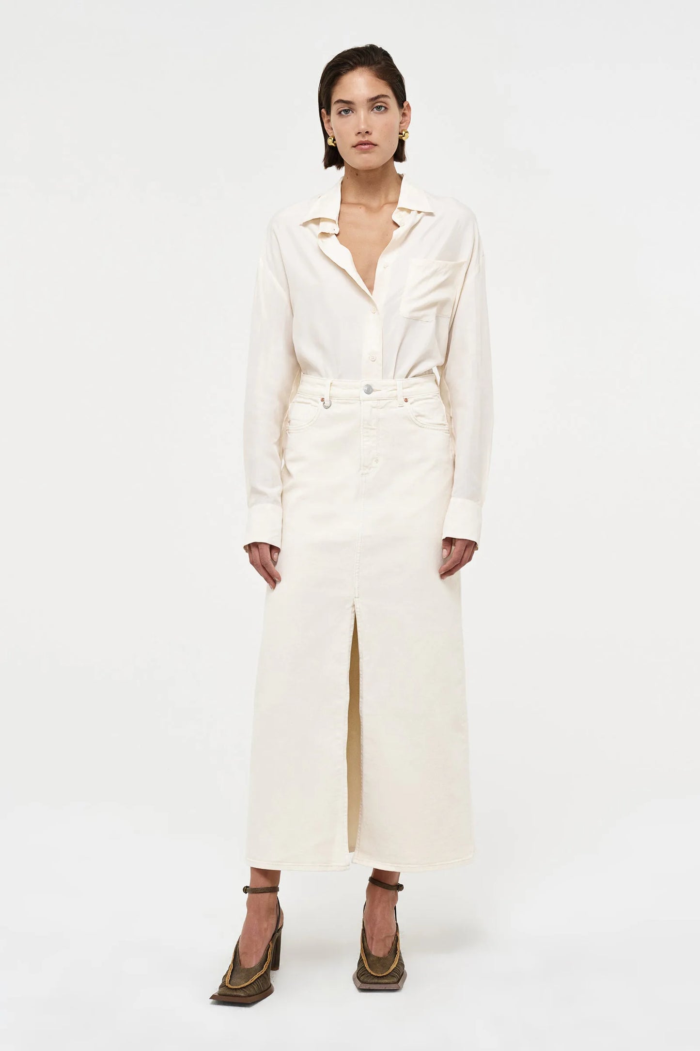 Neuw Darcy Maxi Skirt Light Cream