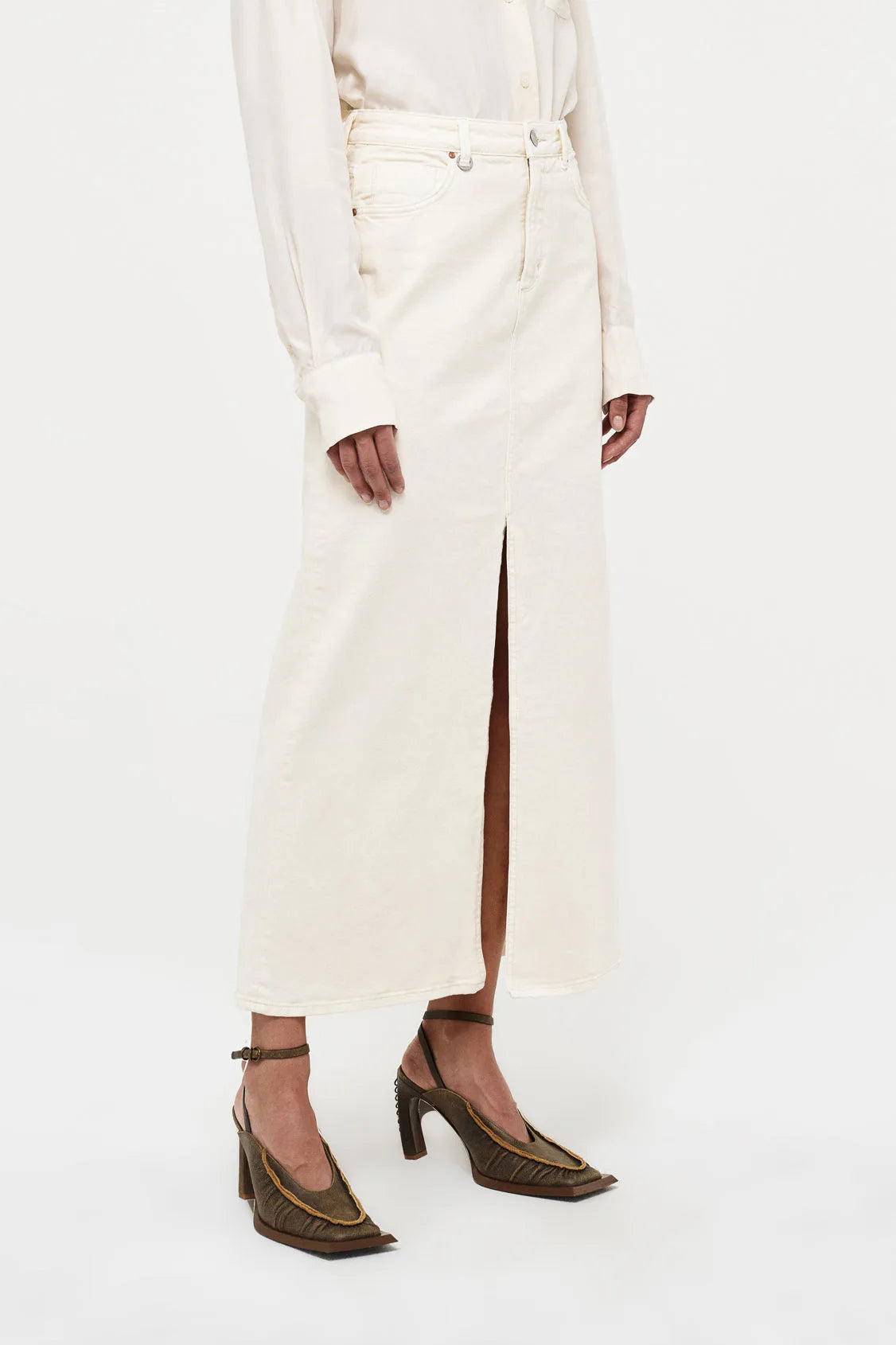 Neuw Darcy Maxi Skirt Light Cream
