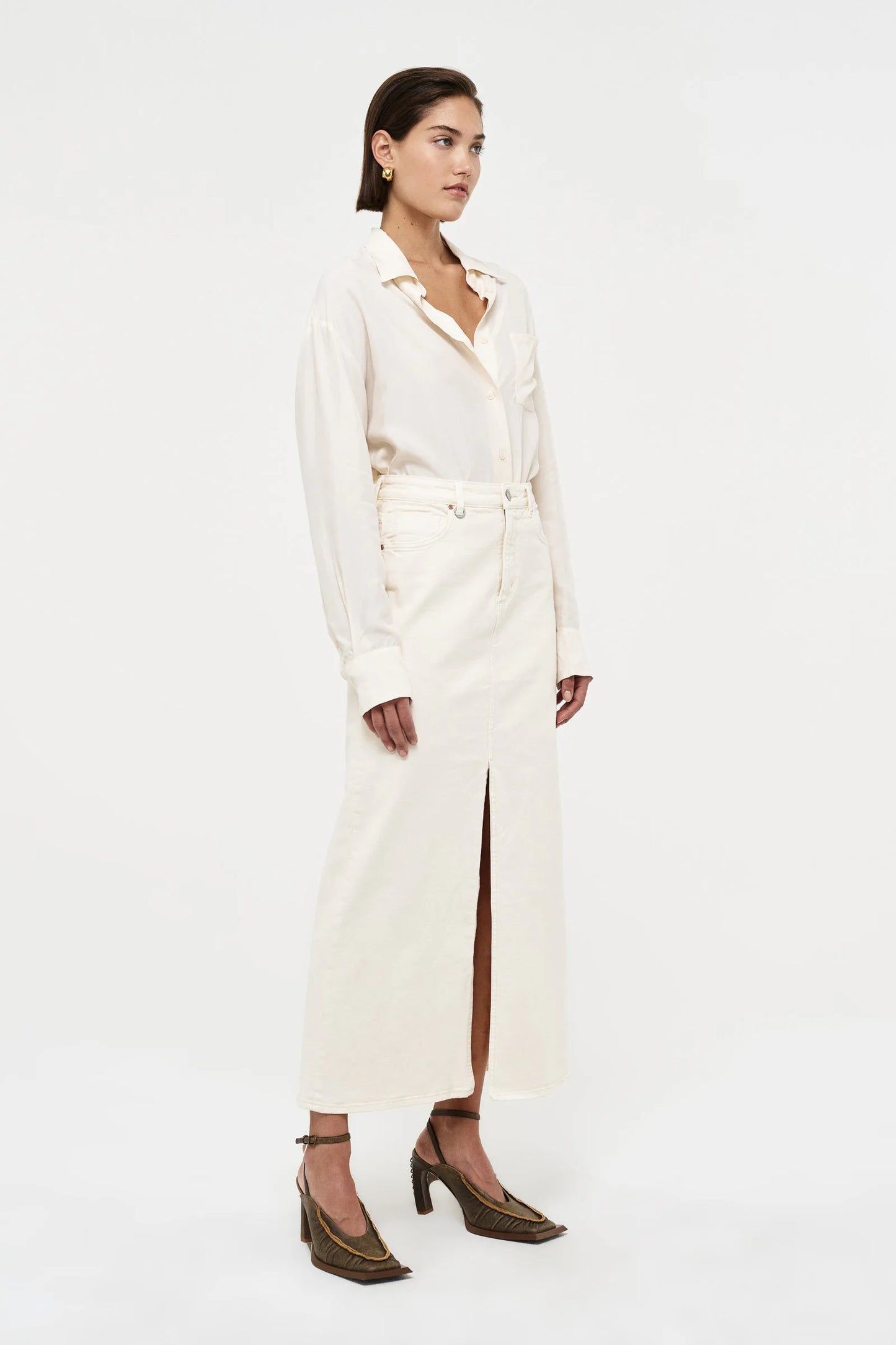 Neuw Darcy Maxi Skirt Light Cream