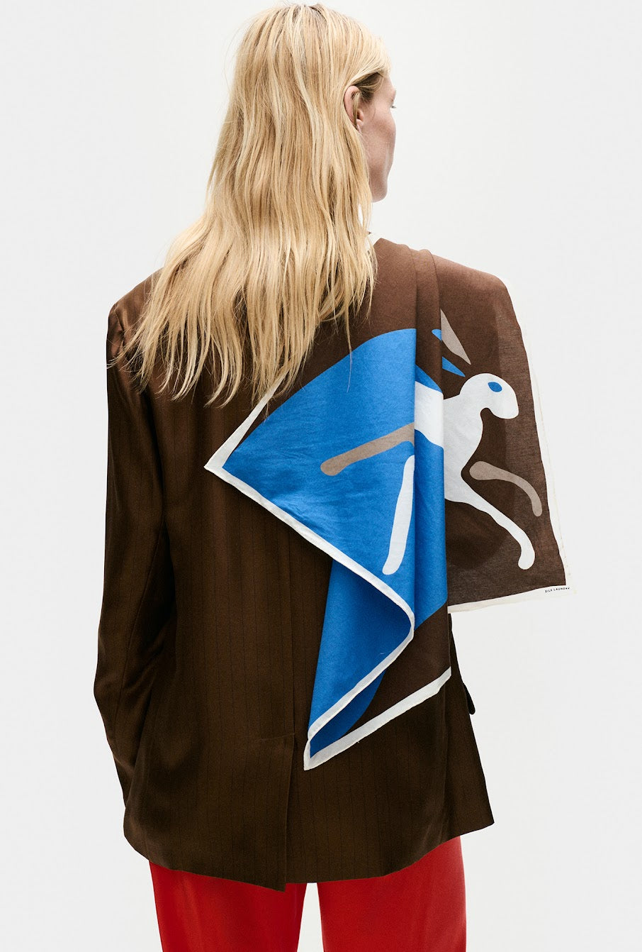 Silk Laundry Twill Scarf Rabbit Dark Earth