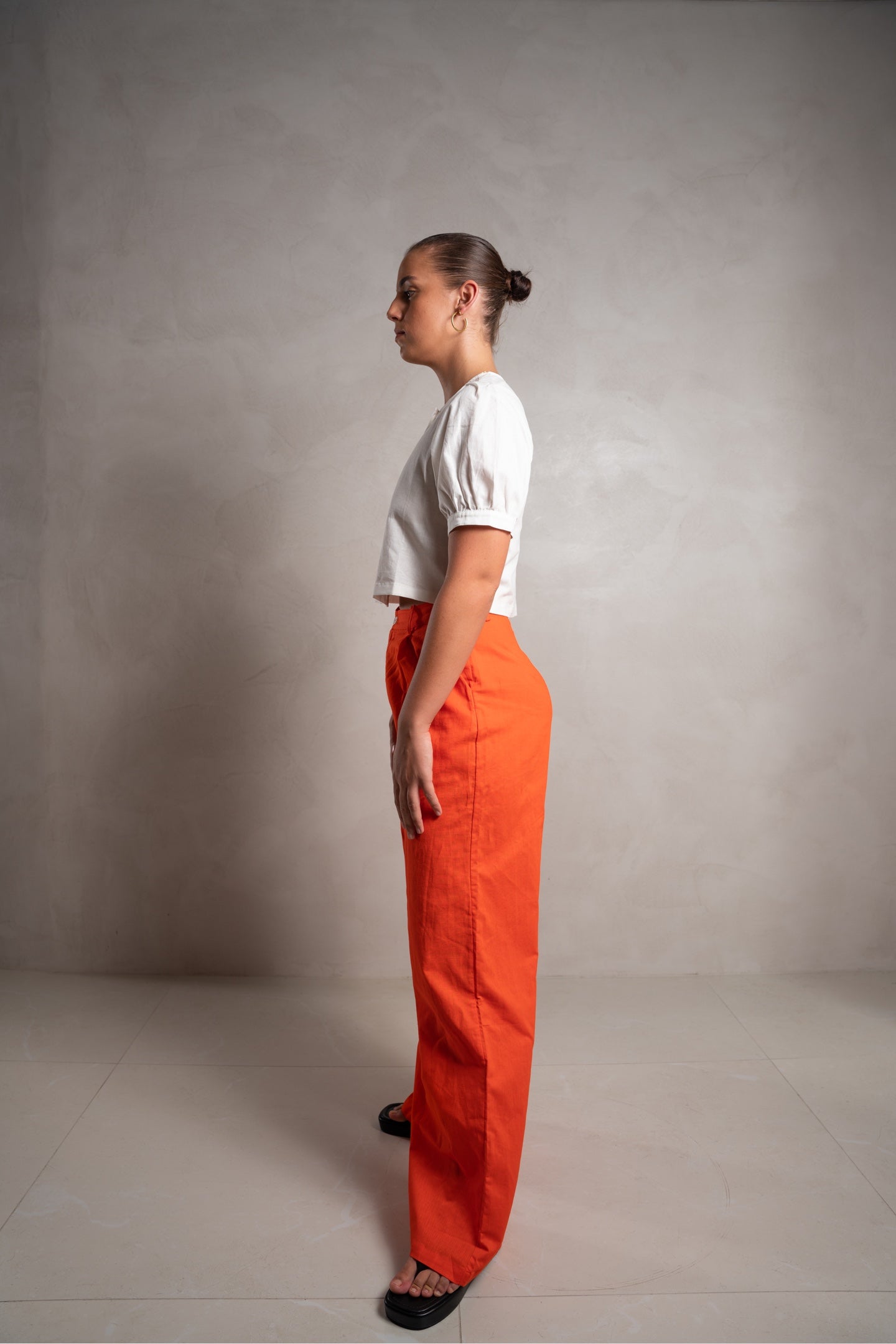 SKIN Kee Wide Leg Linen Pant Orange