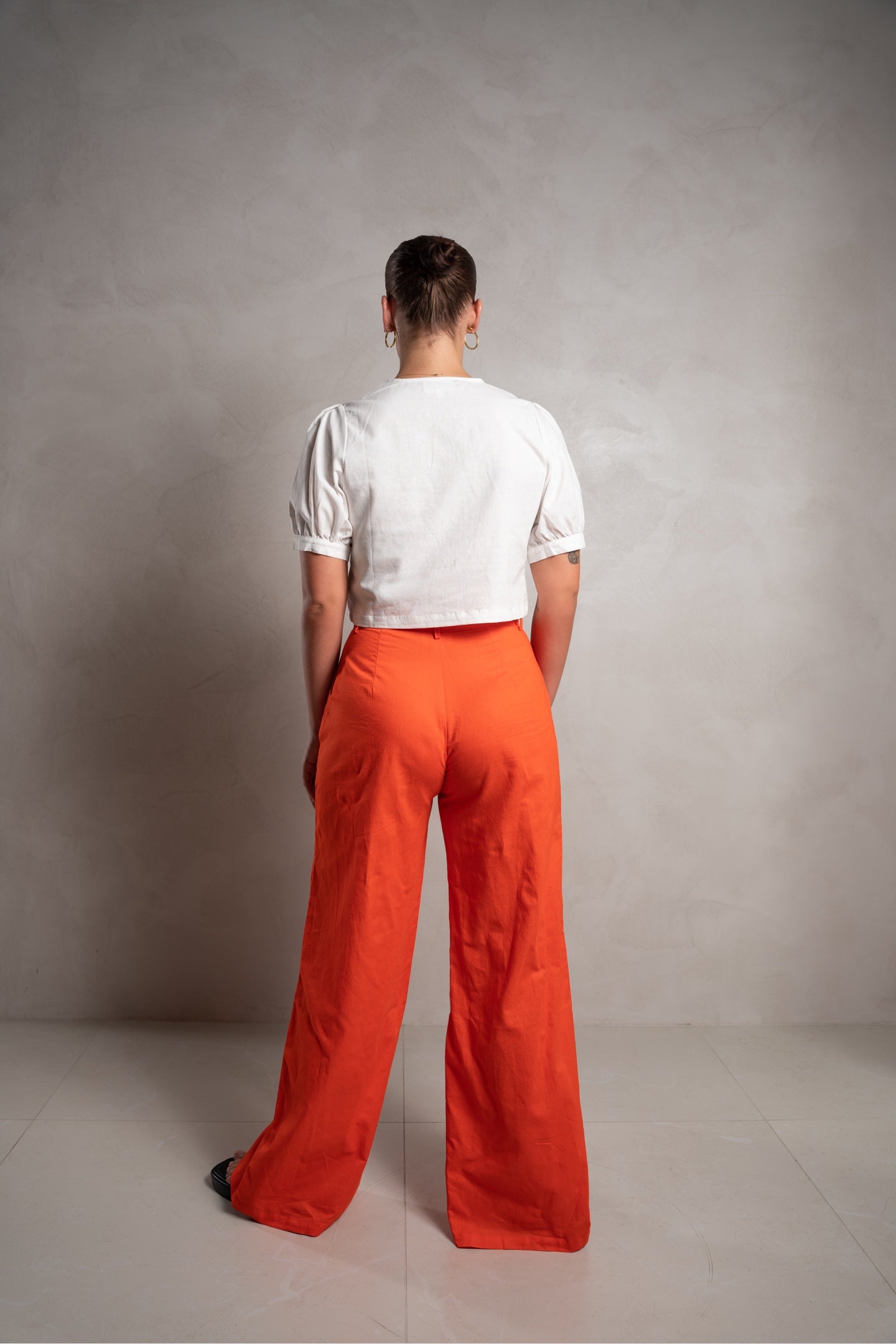 SKIN Kee Wide Leg Linen Pant Orange