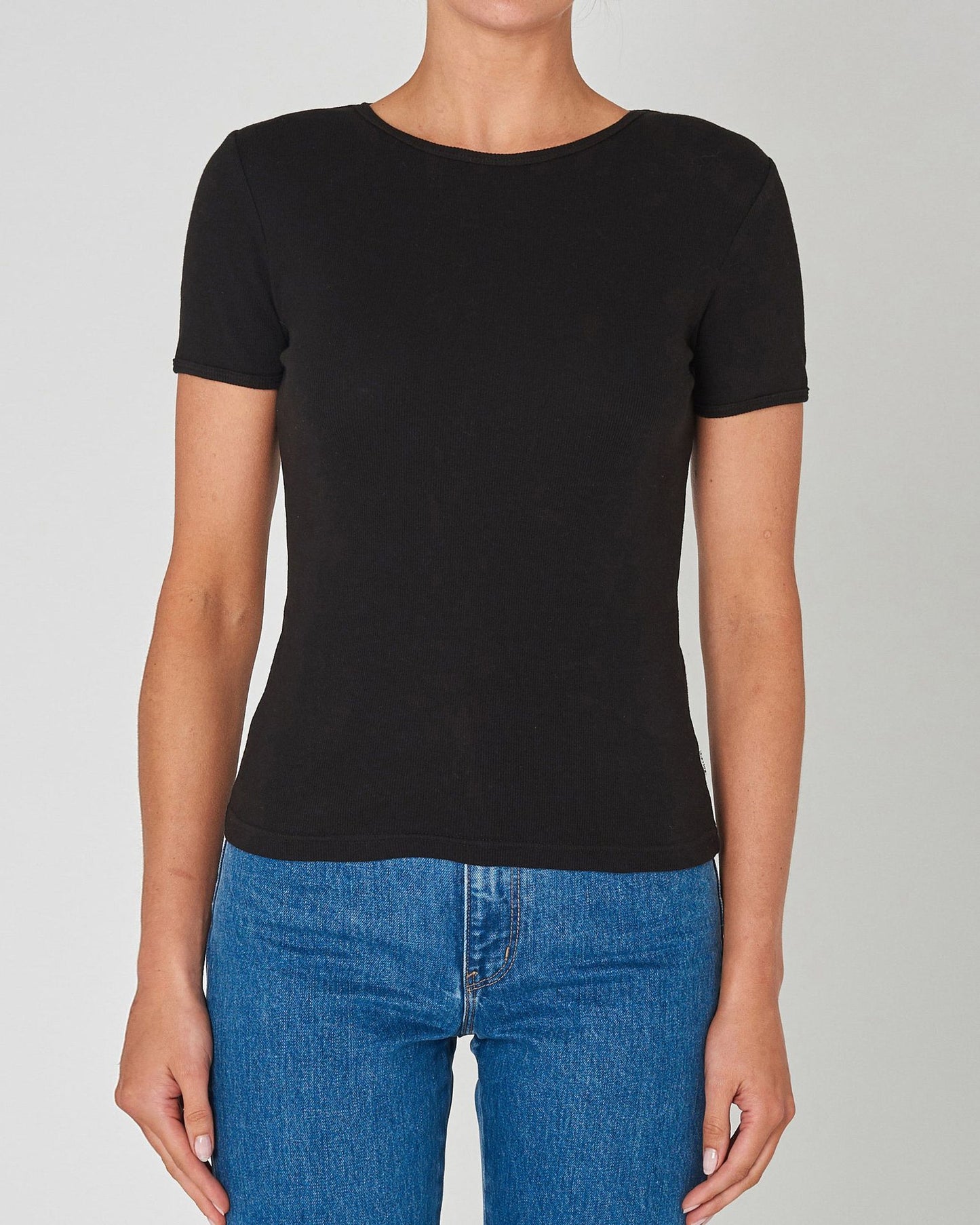 Rollas Baby Rib Tee Black