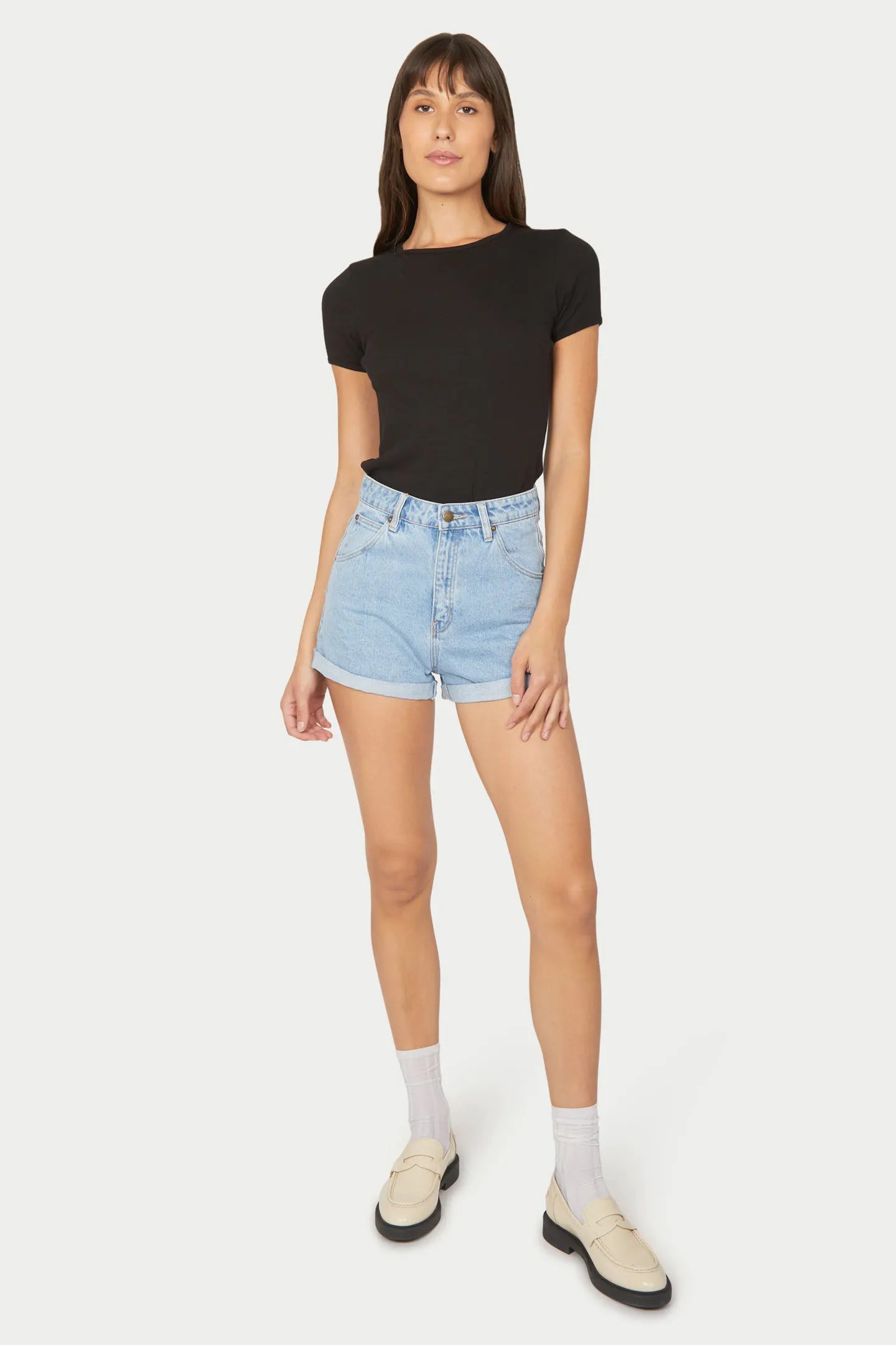 Rollas Baby Rib Tee Black