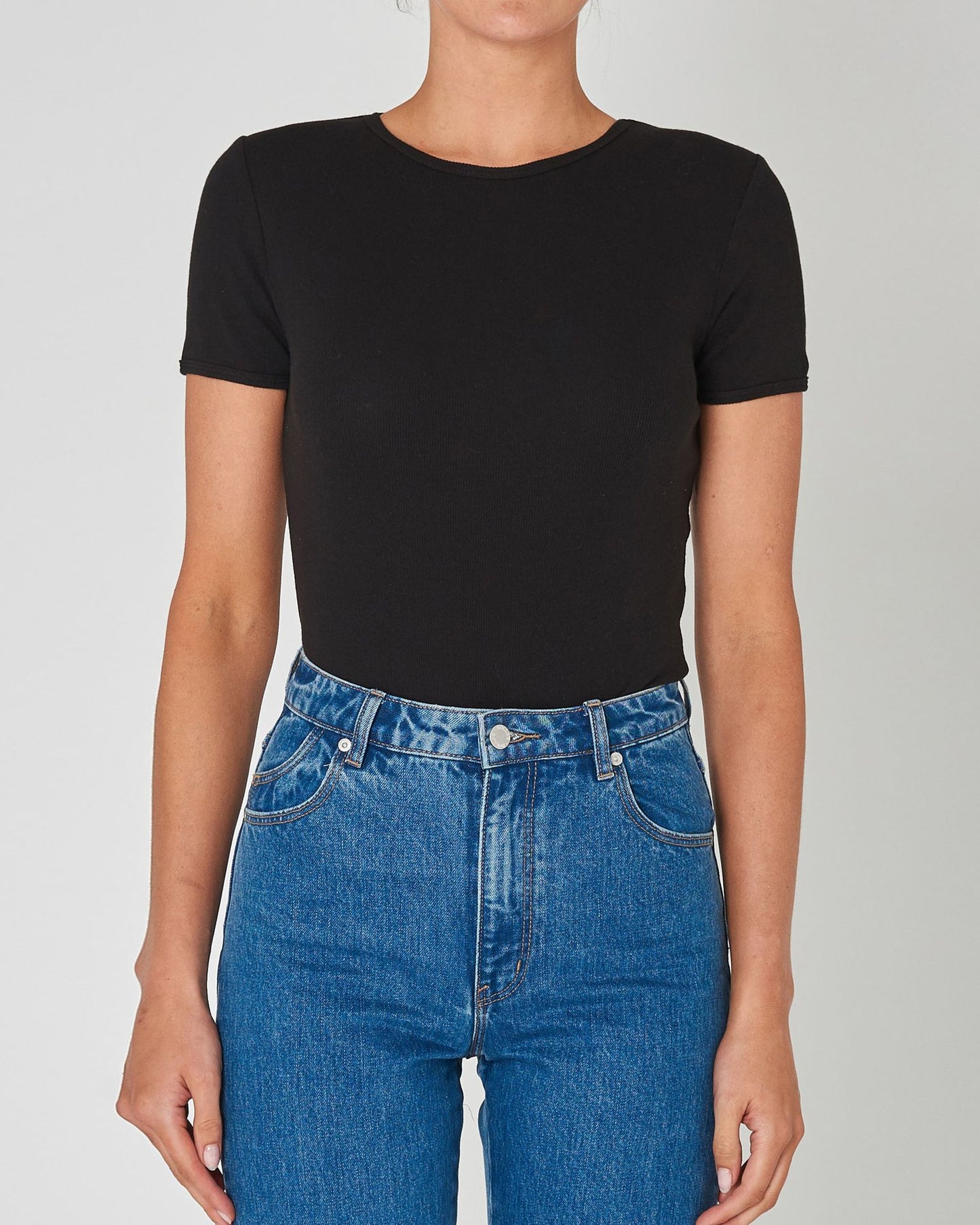 Rollas Baby Rib Tee Black