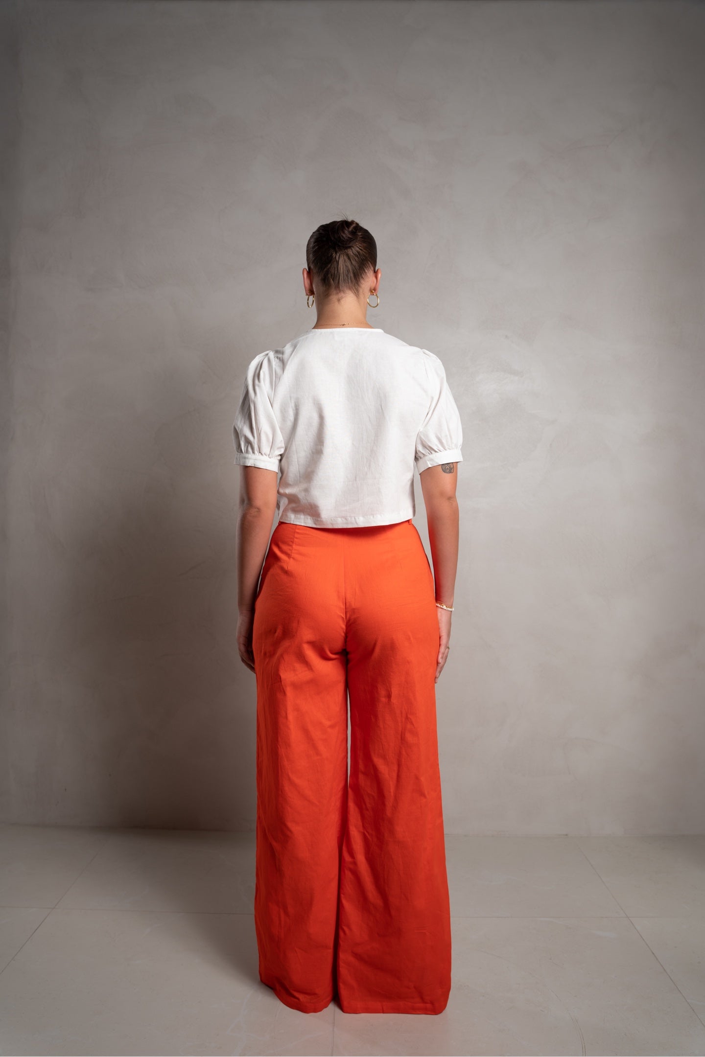 SKIN Kee Wide Leg Linen Pant Orange