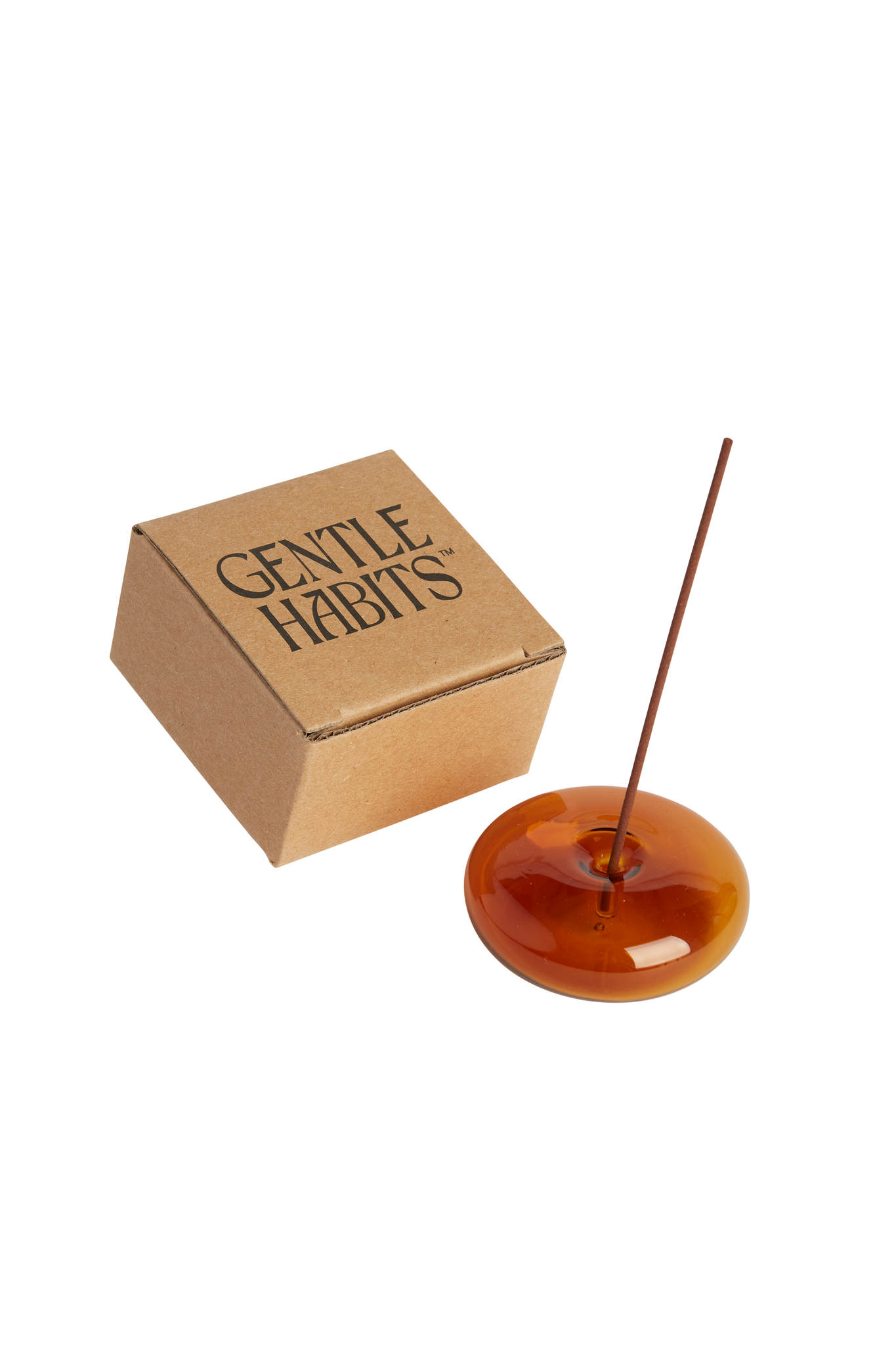 Gentle Habits Glass Incense Holder Amber