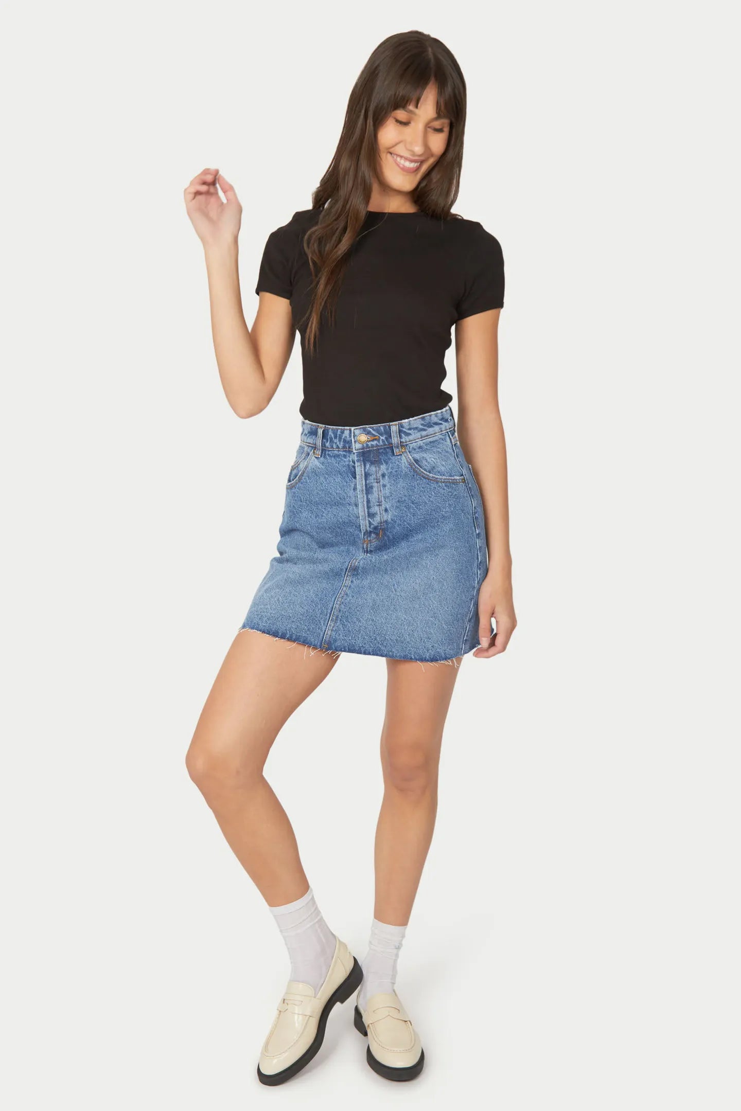 Rollas Baby Rib Tee Black