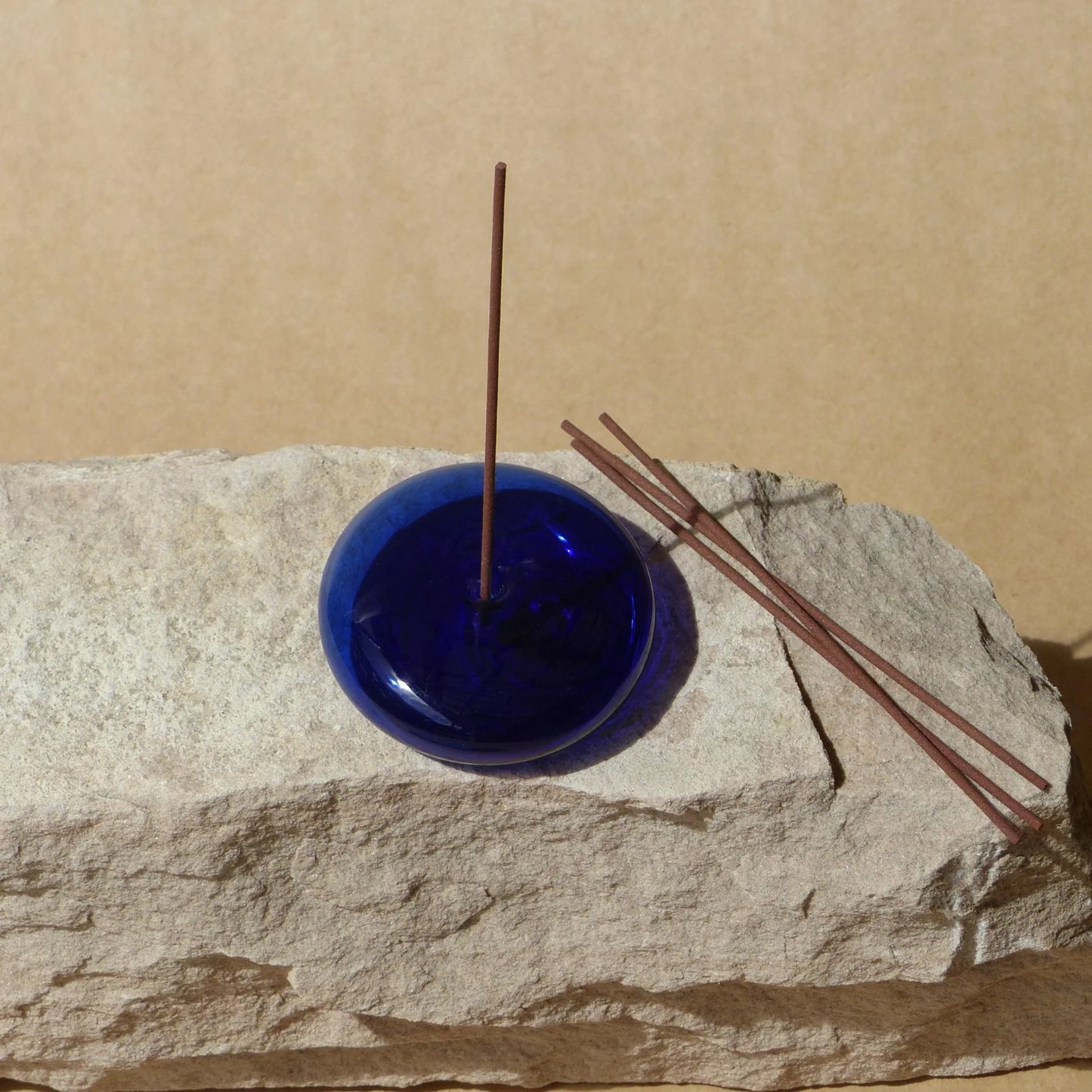 Gentle Habits Glass Incense Holder Cobalt