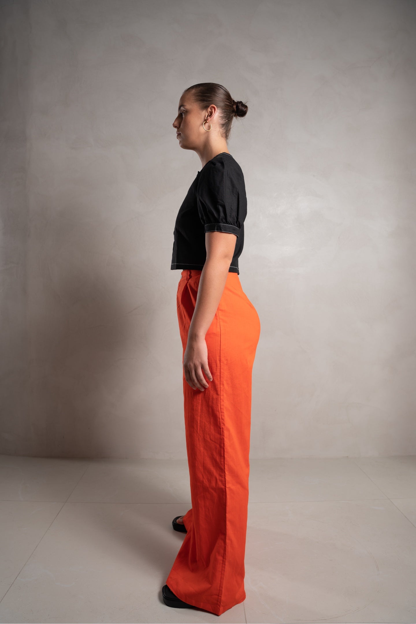 Petite Orange Paisley Print Wide Leg Trousers | PixieGirl