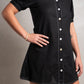 SKIN Frances Puff Sleeve Linen Dress Black