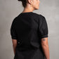 SKIN Frances Puff Sleeve Linen Dress Black