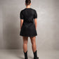 SKIN Frances Puff Sleeve Linen Dress Black