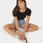 Rollas Baby Rib Tee Black